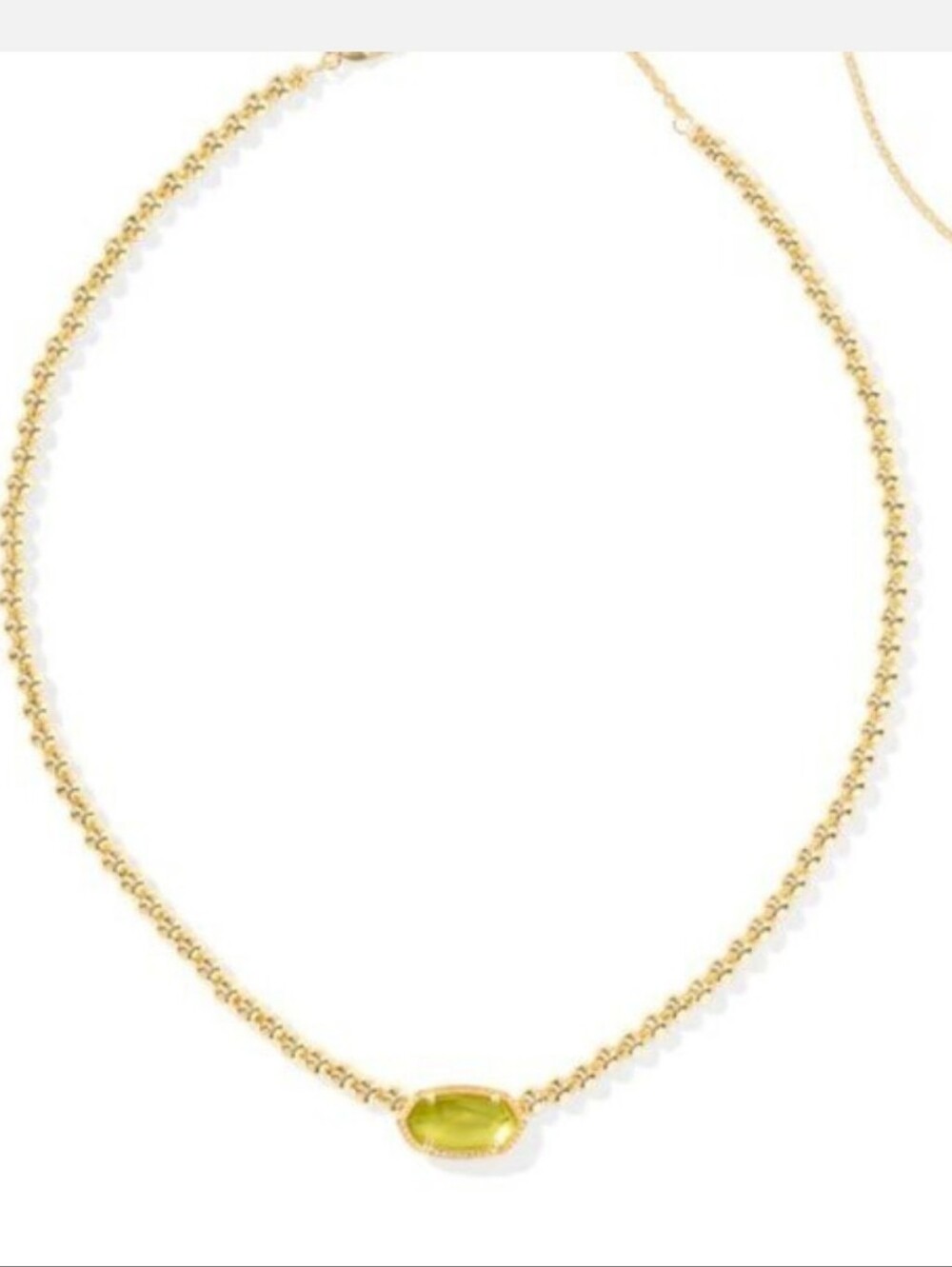 NWT Kendra Scott Elisa Beaded Necklace in gold chartreuse green mother of Pearl - Picture 3 of 10